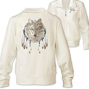 The Bradford Exchange Spirit Of The Wild Ivory Knit Zippered Jacket L , 2X Nwt